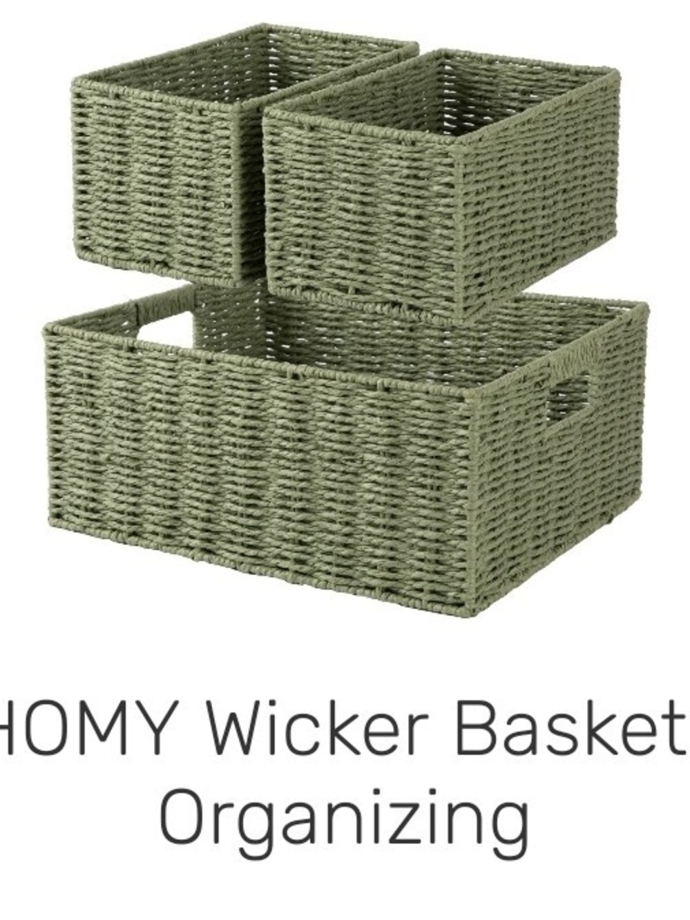 Sage Green Wicker Storage Basket Set